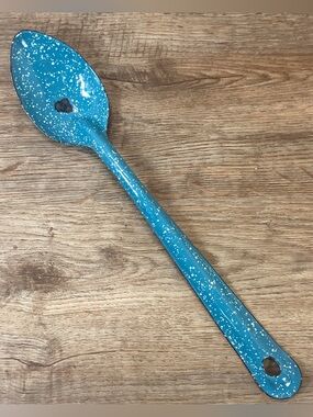 Large 14” Enamelware Spoon - Graniteware Spoon